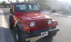 For Sale 2002 Jeep Wrangler .5 Spd. 4 Cyl . with Ice Cold AC 102k miles . Runs very good..The paint and Body are in great condition .Rear Seat. Tow package, Good Tires. All the windows are in good shape. I have done the routine maintenance on the vehicle.