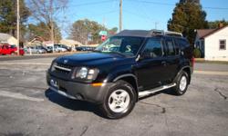 2002 Nissan Xterra , 4x2 , automatic , very clean in and out , alloy wheels , cold a/c , power windows , power locks and much more.
Only 114 K miles !!!!&nbsp;
I am a dealer / Broker .
Call me at ( ) -
We are open Monday through Saturday ( call before you