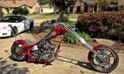 2003 American Ironhorse - Texas Chopper
11,087 miles
107 S&S motor
Six Speed Trans
240 Rear tire (low tread)
Grumpy's LAF Pipes
Dual Front Brakes
Kendal Johnson stretched front - 50 deg neck, 3 deg trees, 20" over tubes with custom brace
Scorpion Hi-Lo