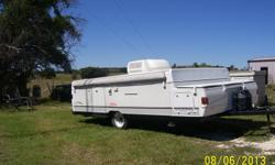 NICE ONE OWNER POP UP CAMPER,W/2 QUEEN BEDS ONE FOLD OUT IN DINNING AREA. USED VERRY LITTLE KEPT IN SHED.&nbsp; 2 NEW TIRES & CURRENT
LICENSE. CAN BE USED ELEC OR PROPANE. cash or cashier ck!