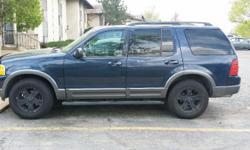 2003 Ford Explorer, 173,000 miles, 4 brand new tires and sway bar inlinks, tinted windows, aftermarket cd player with bluetooth and USB port, 3rd row seating, no mechanical issues, passes inspection, clear title, never been registered. Drivers seat is