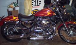 2003 Sportster 1200 custom with 6400 miles. looks brand new with a $2500&nbsp;custom paint job!! To many options and too much chrome&nbsp;to list.&nbsp;I have&nbsp;spend to much money on this bike, also have windshield, backrest, rear seat,
