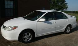 2003 Toyota Camry LE White; 4 Cylinders; Avg 30 MPG; Power Driver's Seat, Power Windows and Doors; Remote Keyless Entry; Remote Fuel Lid/Trunk Releases; Cruise Control; Spoiler; and Alloy Wheels.
This vehicle has 179,050 miles but is in very good