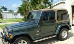 59950 MILES 4.OL ENGINE AUTO W/OD
SAHARA TRIM PACKAGE HARD TOP, ALL OPTIONS
This 2004 Jeep Wrangler comes from a one owner senior. This vehicle has never seen off road action. It is loaded with every option that is offered. I think the only option that