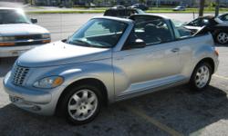 2005 CHRYSLER PT CRUISER CONVERTIBLE
&nbsp;
2.4 LITER 4 CYLINDER ENGINE
AUTOMATIC TRANSMISSION w/OVER DRIVE
FRONT WHEEL DRIVE
BUCKET SEATS
CHILD SEAT ANCHORS
AIR CONDITIONING
AM/FM COMPACT DISC STEREO
CRUISE CONTROL
DELAYED WINDSHIELD WIPERS
REAR WINDOW