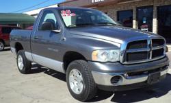 Miles: 100,515
Year: 2005
Make: Dodge
Model: Ram 1500
Title: Clean
CAR FAX Guaranteed!
Features:
4X4, steering wheel mounted controls, towing package, A/C, heat, on/off switch for passenger air bag, tilt, tachometer, power windows, power locks, rear