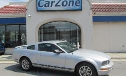 2005 FORD MUSTANG V6 COUPE | Satin Silver Clearcoat Metallic with Black Leather Interior | Named on the Automobile Magazine 50 Great New Cars List, the Ford Mustang was named 'Best Muscle Car' by Car and Driver's 10 Best Cars for 2005. It was the winner