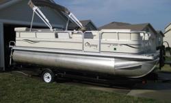 2005 ODYSSEY PONTOON 320C
19'4" L X 8'6" W
11 PERSON CAPACITY
JENSEN AM/FM CD SOUND SYSTEM W 2 built in speakerS
TAC, SPEEDOMETER and FUEL GAUGES
BIMINI TOP
HUMMINGBIRD FISH FINDER
SWIM LADDER
REMOVABLE DRESSING ROOM
PEDESTAL GAS GRILL
SNAP ON CANVAS