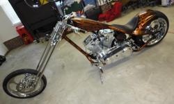 Here is your chance to buy an beautiful custom chopper without waiting 6 months to have it built.
100 Cubic Inch S&S Engine, Chrome Springer Frontend, Molded Seat Pan, 300 Rear Tire with Rightside Crive