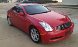 VERY NICE 2006 INFINITI G35 COUPE, automatic transmission v6 3.5L engine,power windows and door locks, electric sunroof,exotic red color outside and nice black lesther seat with heated,also has a cd player and radio fm/am, alloy wheels HID lights, CLEAN