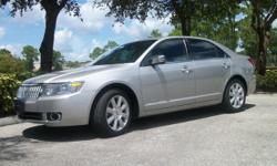 This 2007 Lincoln MKZ is a one owner vehicle with only 13K miles. This 4-door
sedan has a silver exterior and a light tan leather interior. The exterior and interior
are in immaculate condition. The vehicle is extremely clean inside and out, there is
no