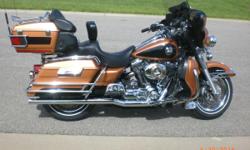 &nbsp;
2008 Harley Davidson Ultra Classic 105 Year Anniversary Edition, Copper and Black tutone &nbsp;Paint.1550cc motor, 6 Speed Transmission, 37,867 miles, Vance & Hines Dual&nbsp;
Exhaust, Low Profile Wire Spoke Wheels, Luggage Rack, Drivers Backrest,