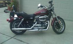 2009 Harley-Davidson 1200 Sportster-Low $8,300 under 1000 miles! Red with lots of chrome - custom seat and removable backrest
