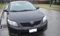 2009 Toyota Corolla CE details:
Black exterior, grey interior, excellent condition, non-smoking owner, very clean;
1.8L 4cy., 11,966km, automatic, air conditioning/heating, power locks, keyless entry, AM/FM CD player, ABS, security system, side curtain