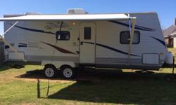 Excellent travel trailer that's in excellent condition. Smoke free family of 4 that used this camper 4-5 times a year for the past 3 years. I'm Looking to upgrade to a bigger size. Still under warranty. Will include the two mounted tv's already installed