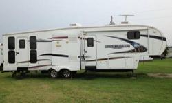 TOY HAULER IS IN PERFECT SHAPE!
&nbsp;
2010 Keystone Montana Mountaineer 36? Fifth Wheel with Toy Hauler 347THT with 3 slides and 2 AC units. Most excellent condition. No smoking and no pets. Living room features double slides, skylights, high ceilings,