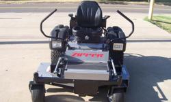 2010 Zipper Zero Turn Mower. Equipped with 31hp Kawasaki engine, 50 inch welded deck with ELECTRIC LIFT! Lights, O Hours, 1 year factory warranty from the date it sells. This Size of a Zipper Mower normally sells for $9300. This is the end of the year and