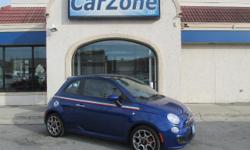 2012 FIAT 500 SPORT | 5-Speed Manual | Azzurro Blue with Black Leather Interior | An Insurance Institute for Highway Safety 2012 'Top Safety Pick', the Fiat 500 has earned over 60 international awards! Autoweek calls the Fiat 500 ''a blast to throw around