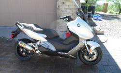 Up for sale is a 2013 BMW C600 Sport Motorcycle Scooter. It is a large, fast, nimble machine and has the quality you would expect from BMW. 1401 miles. Bike has a custom Akrapovic slip on exhaust ($560) that makes it sound really nice. I still have the