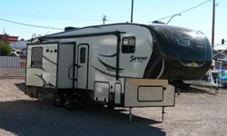 2014 33' Forest River Surveyor SVF293RLTS
Brand New! 3 Slide Outs, Super Spacious Living / Dining Area w/ Island Kitchen Sink Layout, Electric Fireplace, LED TV, Bluetooth Ready AM FM CD DVD MP3 Stereo w/ USB & Aux Inputs, Audio Sound Bar, Front Queen