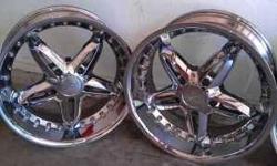 I have a set of mint condition VCT Bruno chrome rims that came off my 04 Dodge Ram.
Serious buyers only!!