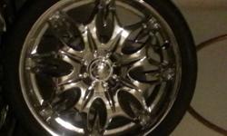 Set of four universal rims with tires. Tires are almost new. Call or text 702-756-6293