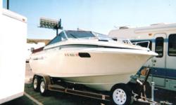 1982 21 foot Larson Cuddy Cabin Cruiser with Chevy 350 V8 300 HP motor (completely rebuilt, low hours)
Full canopies and Half cover, Bathroom and fresh water sink, live bait well and pump, outboard trolling motor, Coast Guard radio and CB, and many other