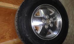 4 tires mounted on jeep rims with decent tread. Goodyear Warngler&nbsp;
5th mounted on similar im 4x4
6th tire with no rim.