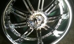 These wheels were only used for a one day video shoot and are in mint condition.They are 24x10 and the bolt pattern is 5x5.They fit donks and alot of other chevys with no modification.These wheels are chrome and are in 10 out of 10 condition.They are at