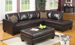 2 Pieces Dark Brown Bonded Leather Sectional Sofa with Right Chaise
Features
Color: Dark Brown
Material: Bonded Leather
Ottoman is not included
Includes
Contemporary 2 Pieces Sectional Sofa Set
Ottoman SKU:22S366P1-O
Include
1 sectional sofa
Dimension