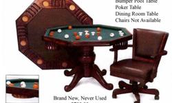 Bumper Pool Table, Poker Table, Dining Table Brand New, Never Used