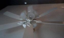 I have 3 white ceiling fans for sale. Six blades and 5 frosted lights on each. Harbor Breeze. Perfect condition, work well. $20.00 each.
