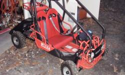 3 year old gokart 90cc -nst gk-90m ,this gokart is in excellent condition,has no more than 10-20 hours on it,it has full axle rear drive-both wheels drive,hydrolic rear disc brakes,double seat with full shoulder seat belts,working headlights and tail