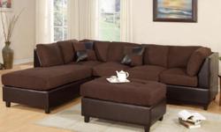 This is a 3pc. Sectional Avaliable in 6 different colors. It can be used either Left or Right Chaise. Ottoman also included, with 2 accent pillows.