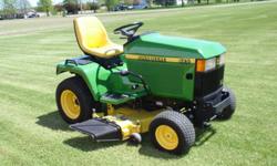 The 425 John Deere riding lawn mower is in excellent condition. The mower has power steering, power deck, drive shaft and hydraulic. Blades are sharpened and ready to mow. The deck is a 48 inch cut. The mower is located in Defiance, Ohio.