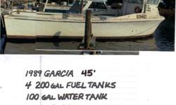 1989 45 ft garcia stone crab boat 4-200 gal fuel tanks 1-100 gal water tank 8-92detroit diesel turbo 2 to 1 allison gear both rebulit 3 yrs ago #239 253 2844