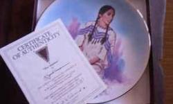 Up for sale is 4 Native American themed Schmid Prairie Woman collector plates entitled:
1. "Mother Now..."
2. "The Courtship Blanket"
3. "The Maiden"
4. "The Passing of Moons...".
ALL 4 ARE IN PERFECT CONDITION!!!!
collector plates measures approximately
