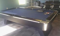 4x8 slate pool table. Slate is 3 piece and 1" thick. Black with chrome. Used. As is. Make offer!!!!! Must go! needs a new felt.