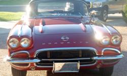1962 Corvette -- All original, numbers matching.&nbsp; Honduras maroon, black & black; both tops; 4 sp.&nbsp; Call Ted --.