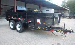This trailer is a 2012 Big Tex 14' dump trailer. The trailer comes equipped with a fully self contained electric hydrolic dump system, rear slide in ramps, welded D-rings in bed, electric brakes on both axles, 16" 8 lug wheels, an empty weight of 4140#,