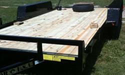 82" x 16ft equipment trailer
heavy duty low profile design
complete paint (electrostatic --top and bottom sides)
treated wood 2x8 flooring
100% d.o.t. legal in all states
10400# capacity 6'10" x 16 ft long
2 5/16 coupler
5200lb. 6 lug axle, 2 brake axles