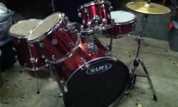 8 Piece lightly used drum set. Used for approximately one year by a middle school student who then lost interest. Included toms, snare, top hat, 2 cymbals, stool. Excellent condition. Please call or text 561-753-8547, leave message.