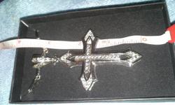 UP FOR SALE OUT OF MY PRIVATE COLLECTION IS A .925 STAMPED 3 1/2 INCH LONG STERLING SILVER & CUBIC ZIRCONIA FILIGREE DOUBLE CROSS NECKLACE ON A 30" .925 STAMPED STERLING SILVER NECKLACE...AS YOU WILL SEE IN THE PICTURES THIS IS NO CHEAPLY MADE CROSS