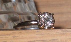 For Sale: ONE 14KT WHITE GOLD DIAMOND SOLITAIRE RING.ROUND BRILLIANT CUT DIAMOND MEASURING 6.2MM.DIAMOND IS APPROXIMATELY .95,SI1-I1 IN CLARITY AND COLORLESS AT H-I.THE STONE IS SET IN A FOUR PRONG ANTIQUE ILLUSION SETTING.RING IS SIZE 6.25 BUT CAN BE