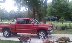 I have a red dodge ram for sale.
It's a 1996, i just had everything new put inside an outside.
new transmission,floor,lift kit,dash board,wheels, the rims on the truck are worth 1500 by it's self
Want more information give me a call at 256-431-9200