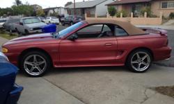 4.6L V8 Mustang GT Convertible, in excellent condition, clean title, no body dents or damages, leather interior, 17" chrome wheels, 5 speed manual transmission, magna flow full exhaust system, BBK headers, eibach lowering springs, MSD ignition, AEM cold