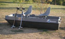 This is a nice boat 102" long 48" wide 100 lbs it will hold 550 lbs.&nbsp; It comes with two pflueger trolling motors with forwards reverse off high medium and low settings both run good but one is in bad shape. Just call text or email. Cash or PayPal