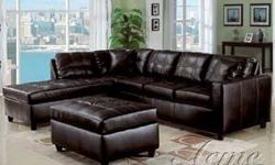 Espresso Bonded Leather Match Tufted Sectional Set
Espresso Bonded Leather Match Tufted Sectional Set is a beautiful addition to your contemporary living room furniture. With it's tufted design, this bonded leather match sectional set will never go out of