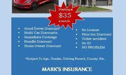 If you think you're paying too much for auto insurance, you're probably are. Call Mark's Insurance, we can help you save some cash. Auto liability can be as low as $35/month. The sooner you call us, the sooner we can help you save!! Call today, don't