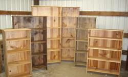 Our bookcases are handcrafted from 3/4" solid pine at our shop here in Bristol, Rhode Island. We use a knotty pine that gives
every piece its own unique, beautiful look. I provide standard sizes, as shown below, and welcome custom orders for your